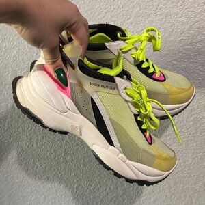 Louis Vuitton Women's Neon Yellow and Pink Sneakers